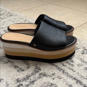 Veronica Beard Black Platform Slide Sandals, size 6.5